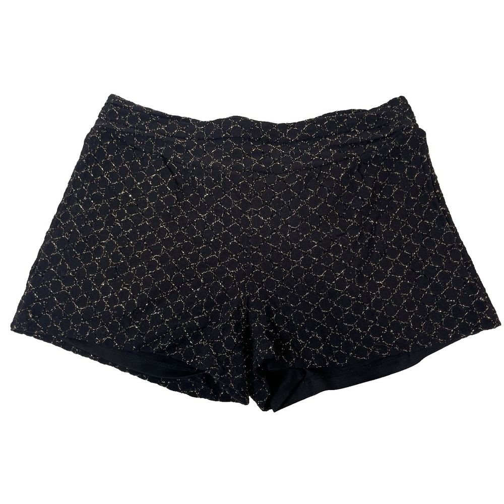 BEBOP Y2K Black Gold Woven‎ Spandex Hot Shorts Woman's Size L Elastic Waist